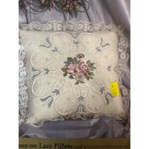 Vintage Candamar Something Special Roses Lace Pillow Embroidery Kit 80198 14x14